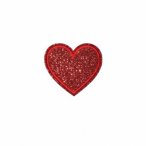 Glittering Red Heart Embroidered Iron On Patch 2x2”
